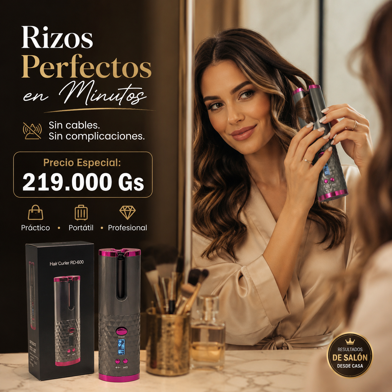 RIZADOR DE CABELLO INALAMBRICO