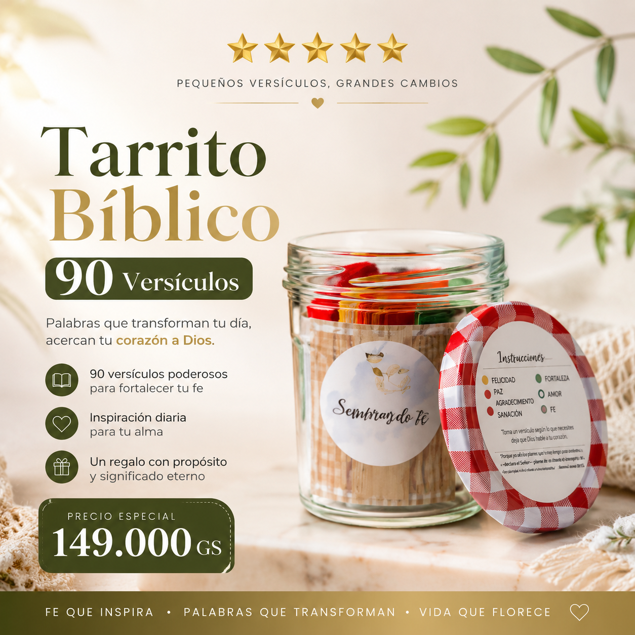 ✨Tarrito Bíblico – 90 Versículos 🤍📖