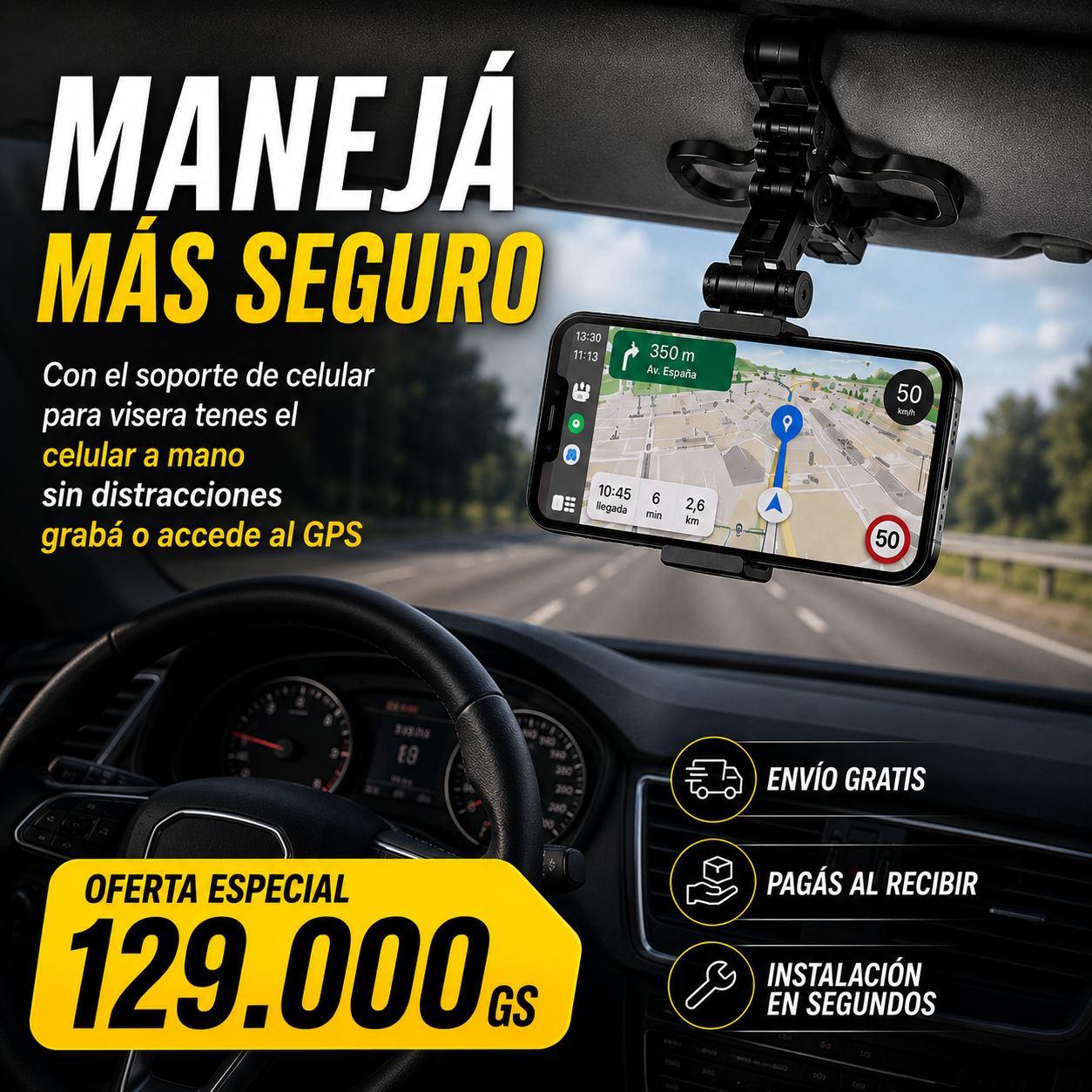 Soporte de celular para visera del auto